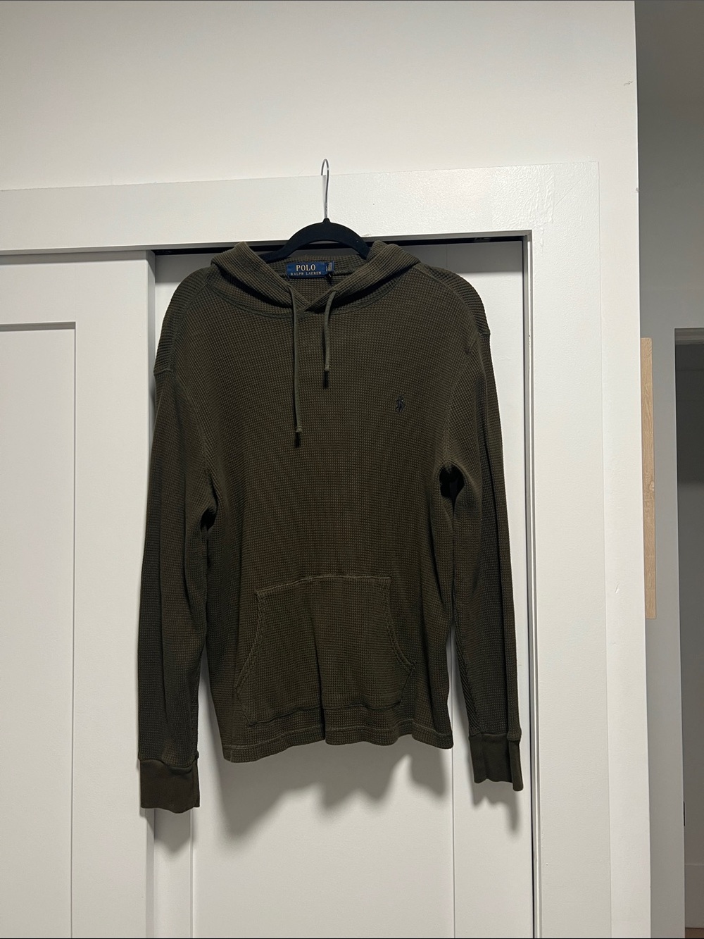 Polo by Ralph Lauren Olive Waffle Knit Hooded Pullover